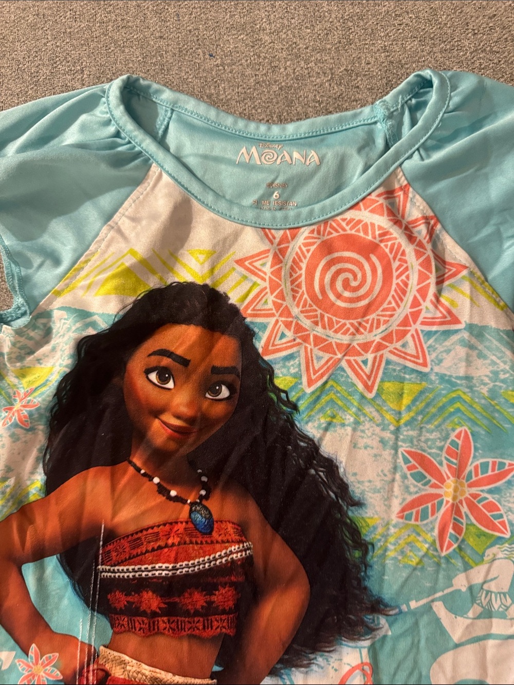 5/$15- Disney Moana Aqua Blue and Coral Nightgown Pajama Dress - Picture 2 of 2